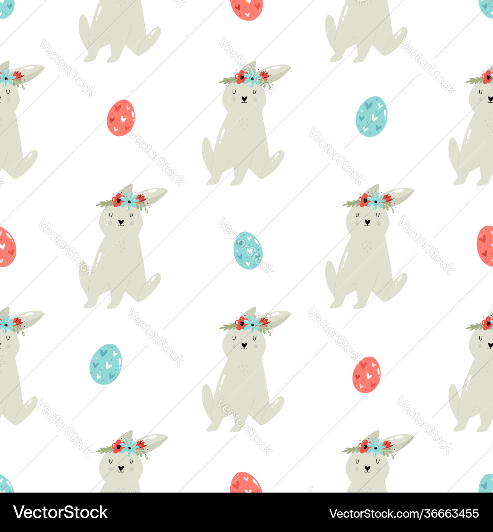Seamless pattern with cute rabbits Seamless pattern with cute rabbits vector image