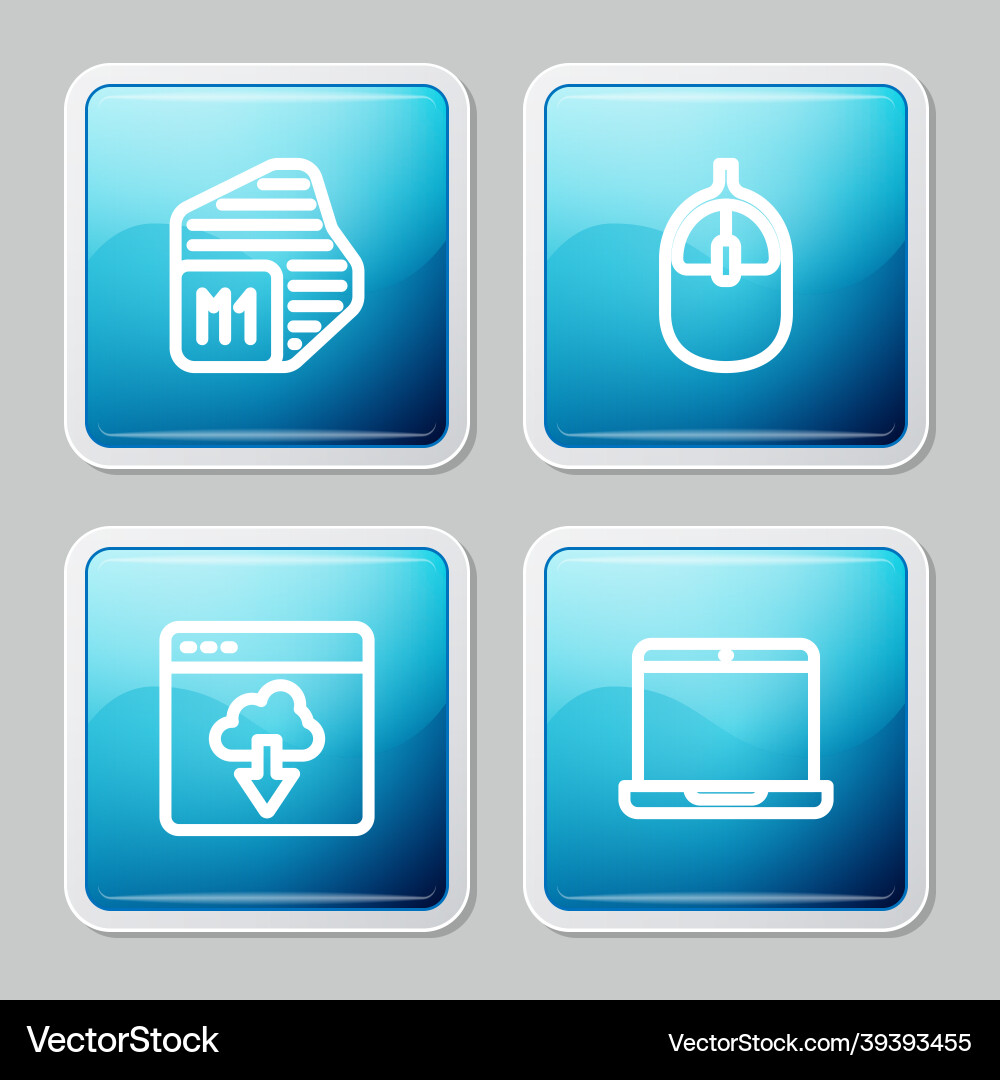 Set line processor computer mouse cloud Set line processor computer mouse cloud vector image