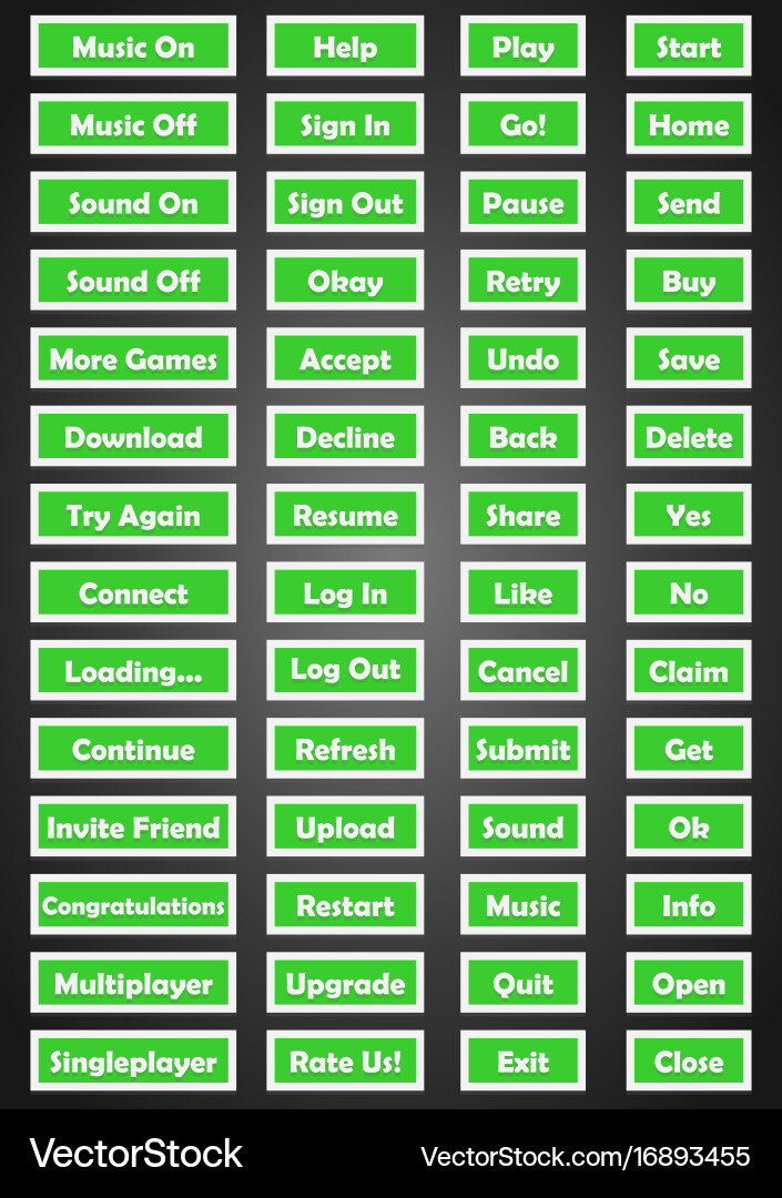 Set of text game buttons in flat style vector image