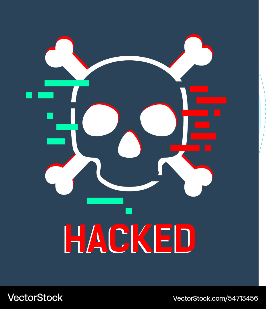 A white skull the red hacker hacking and trojan vector image