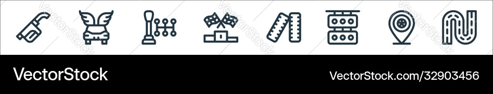 Auto racing line icons linear set quality Auto racing line icons linear set quality vector image