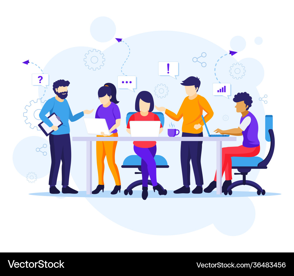 Business Teamwork Konzept Menschen arbeiten in Tisch Vektorbild