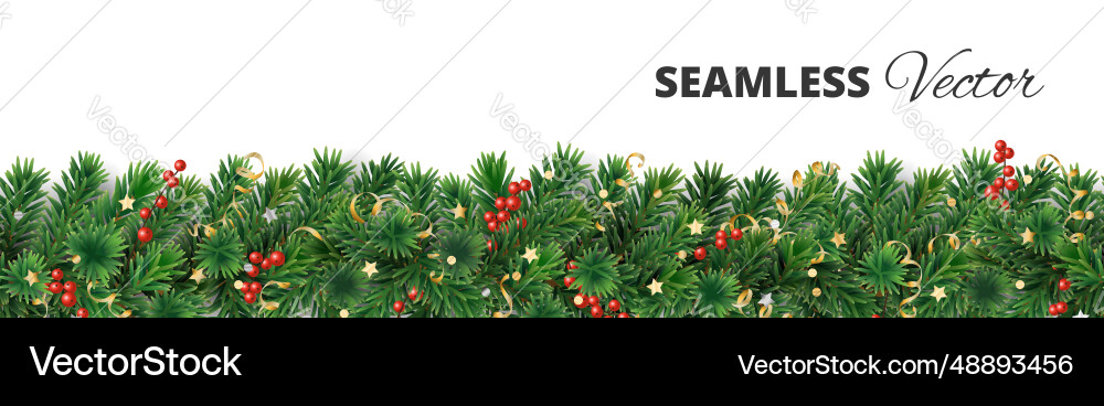 Christmas decoration pine tree garland vector image