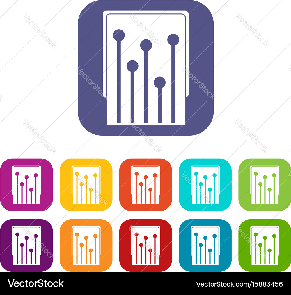 Computer processor icons set flat vector image