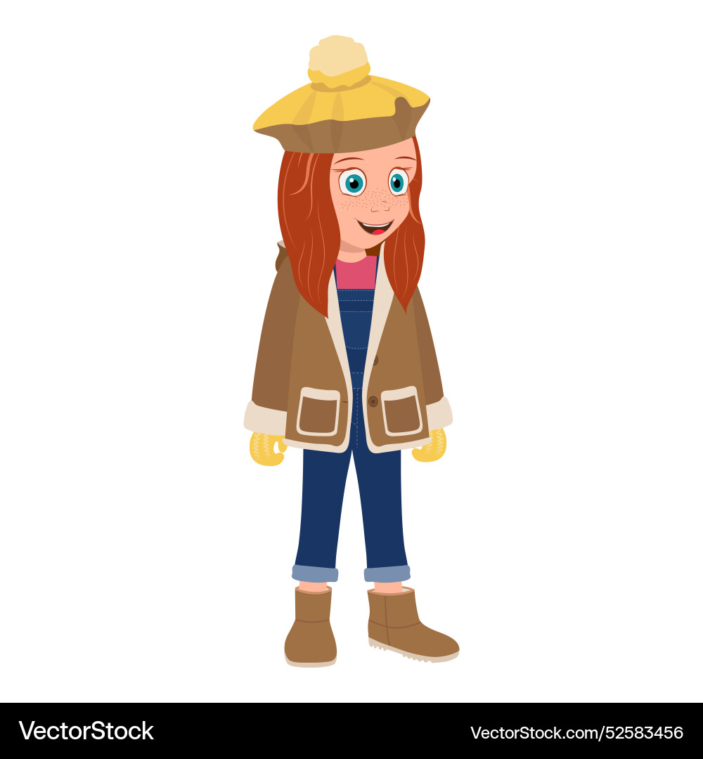 Flat of kid girl wearing Flat of kid girl wearing vector image