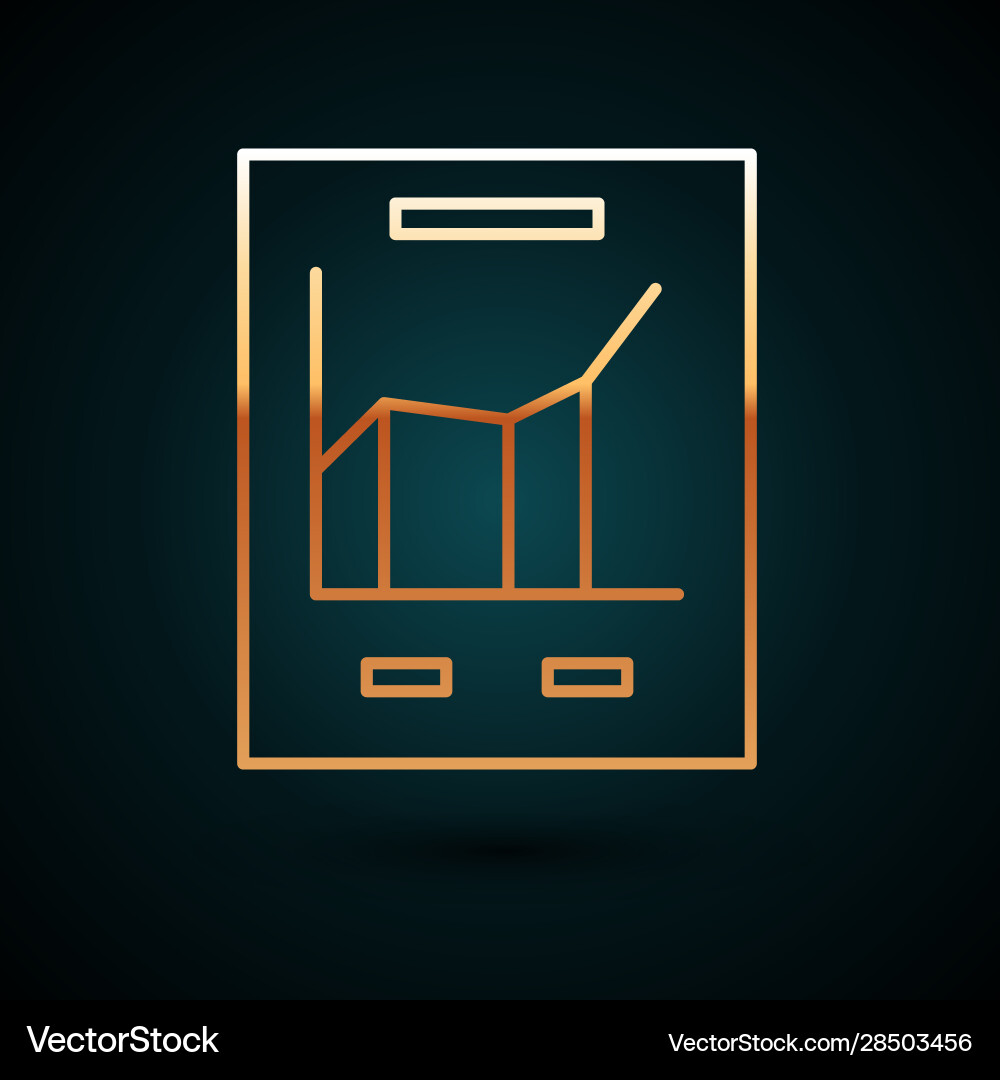 Gold line document with graph chart icon isolated vector image