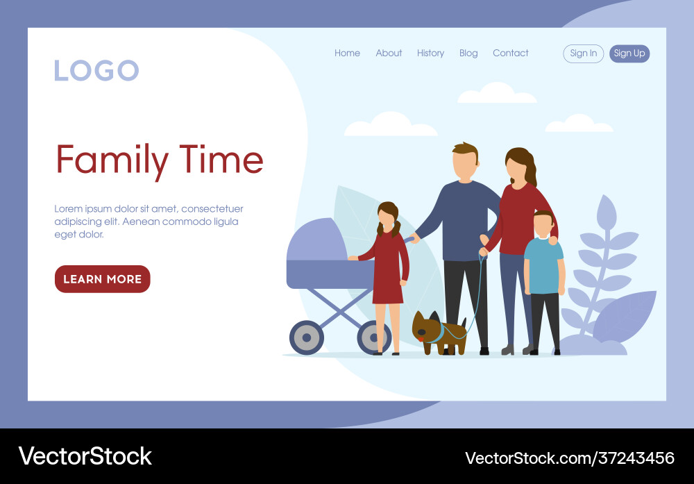Internet landing page with writings and objects Internet landing page with writings and objects vector image