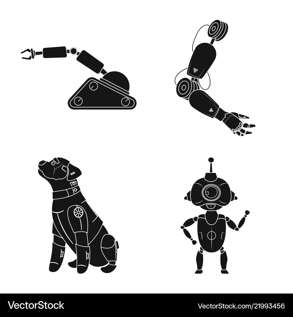 Isolated object of robot and factory logo set Isolated object of robot and factory logo set vector image