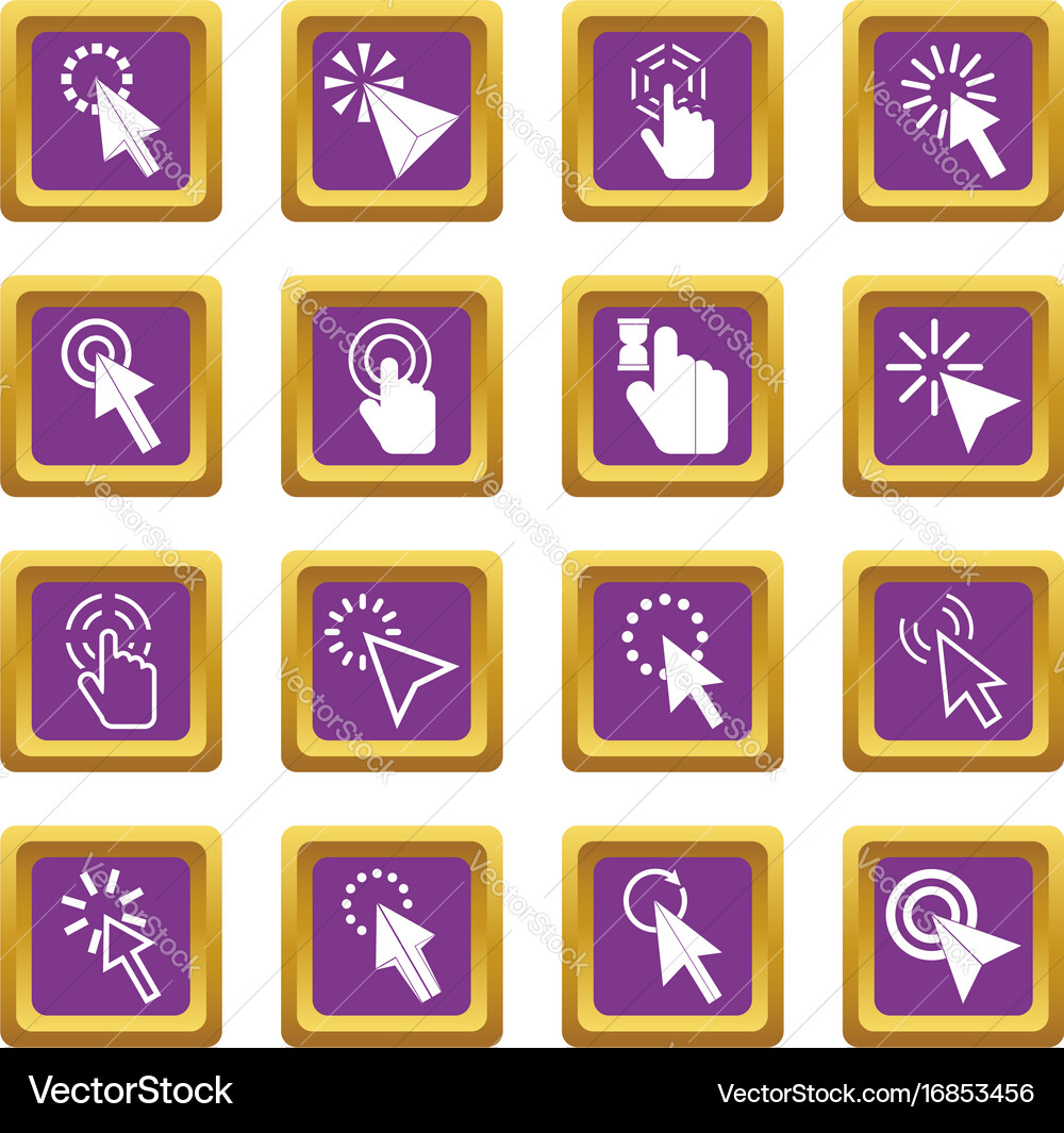 Mouse pointer icons set purple vector image