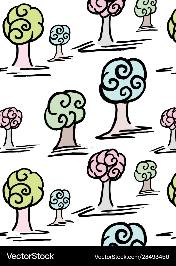 Pattern with set of cute trees Vector Image