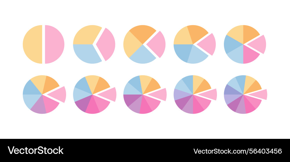 Piechart with segments slices section template Piechart with segments slices section template vector image