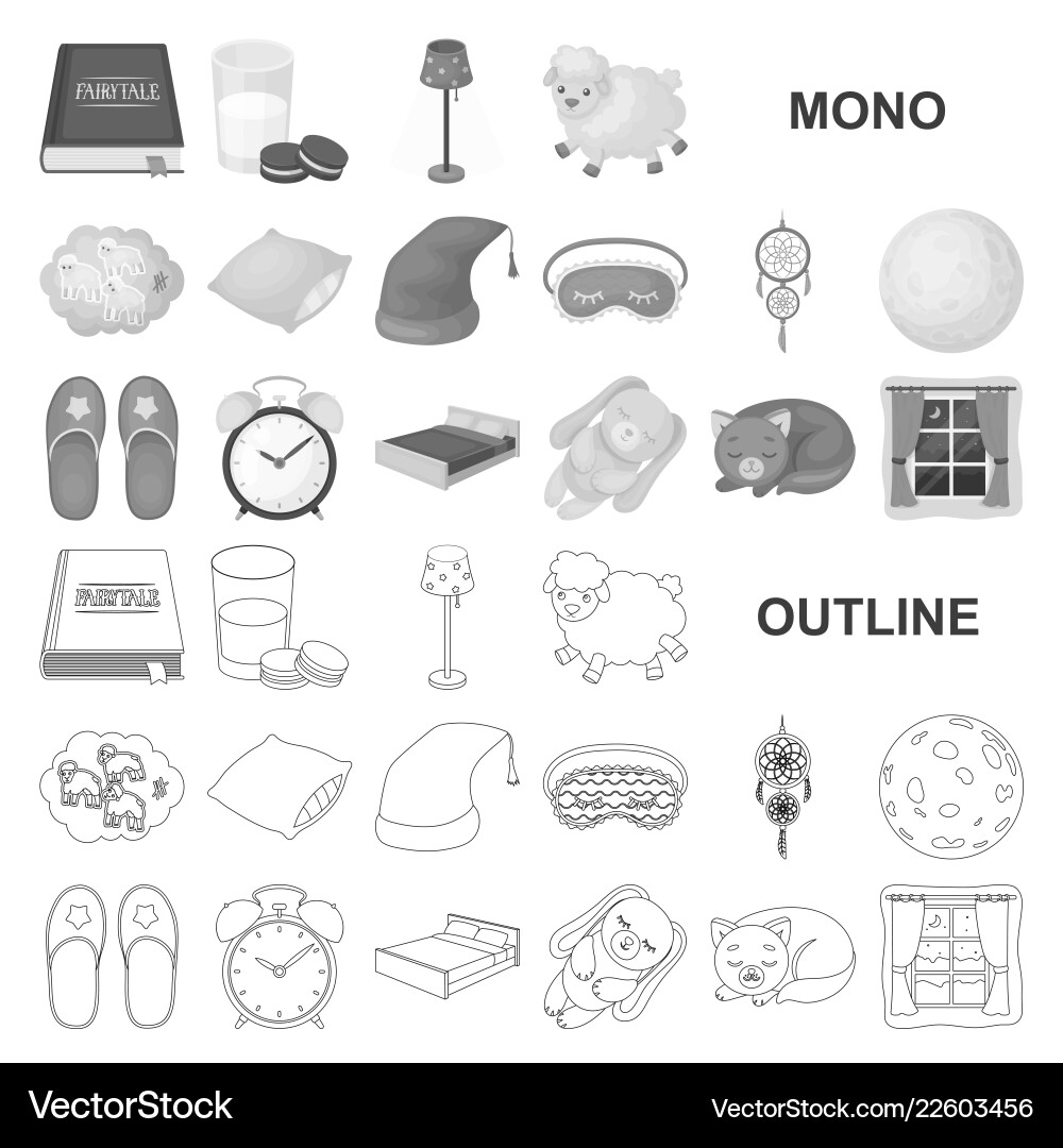 Rest and sleep monochrom icons in set collection Rest and sleep monochrom icons in set collection Vector Image