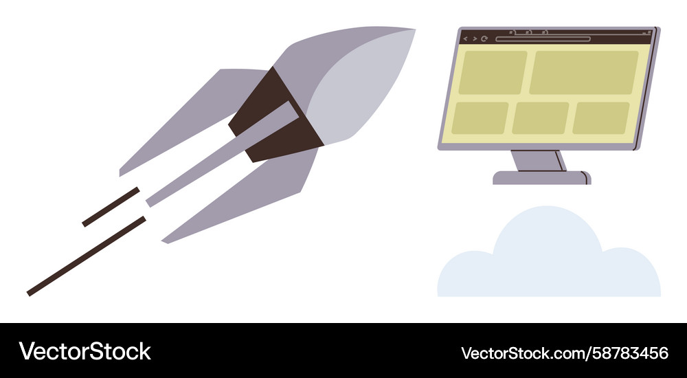 Rocket launch symbolizing website development Rocket launch symbolizing website development Vector Image