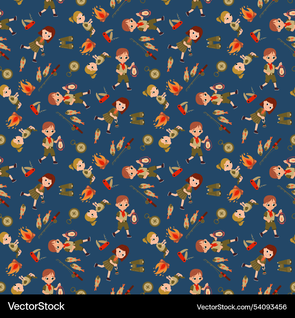 Seamless pattern with scouts Seamless pattern with scouts vector image