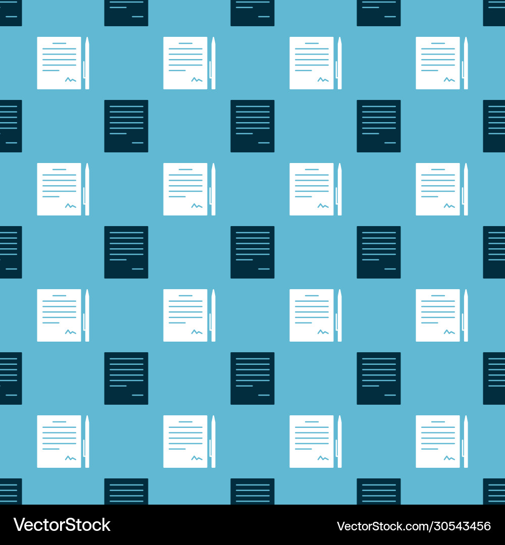Set document and contract with pen on seamless Set document and contract with pen on seamless vector image