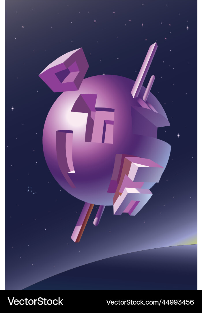 Surreal Space Sphere with Spaceship vector image