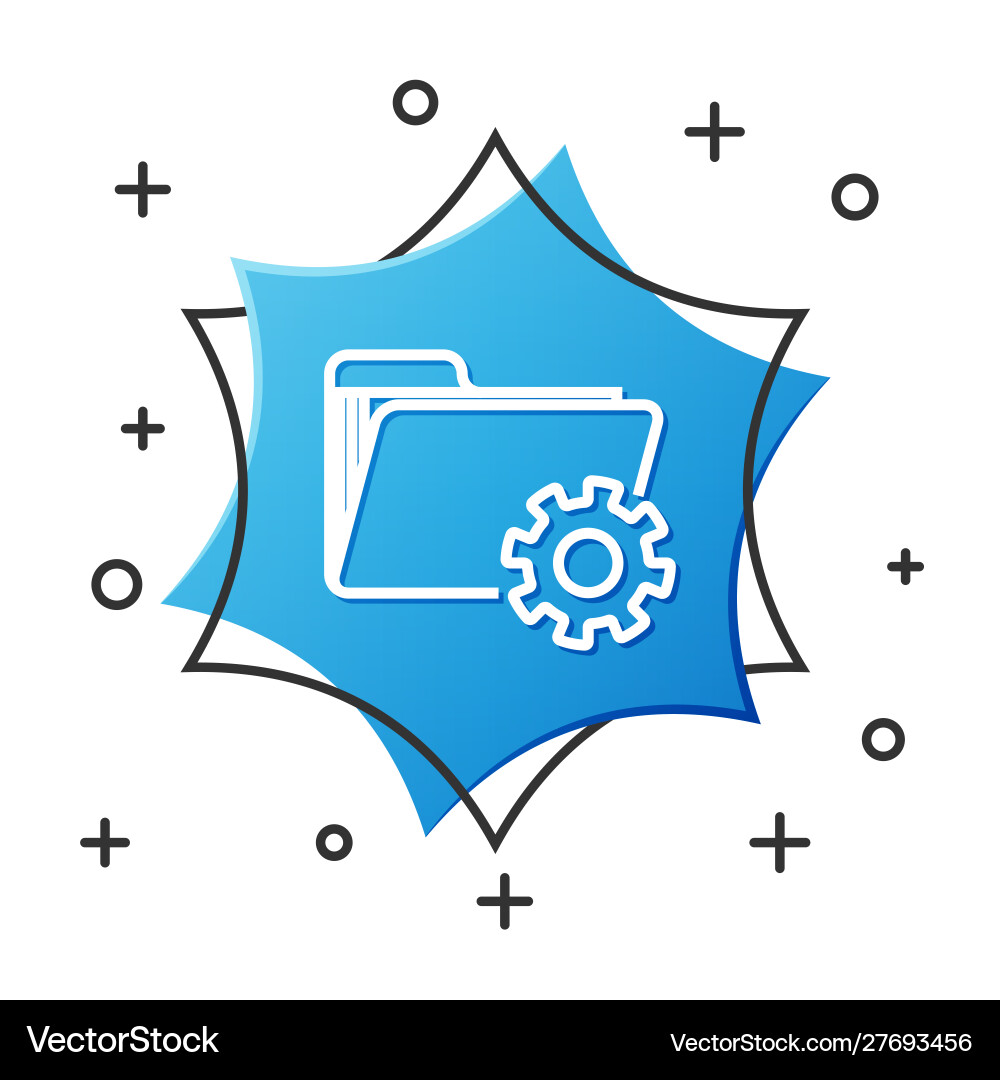 White line folder settings with gears icon White line folder settings with gears icon Vector Image