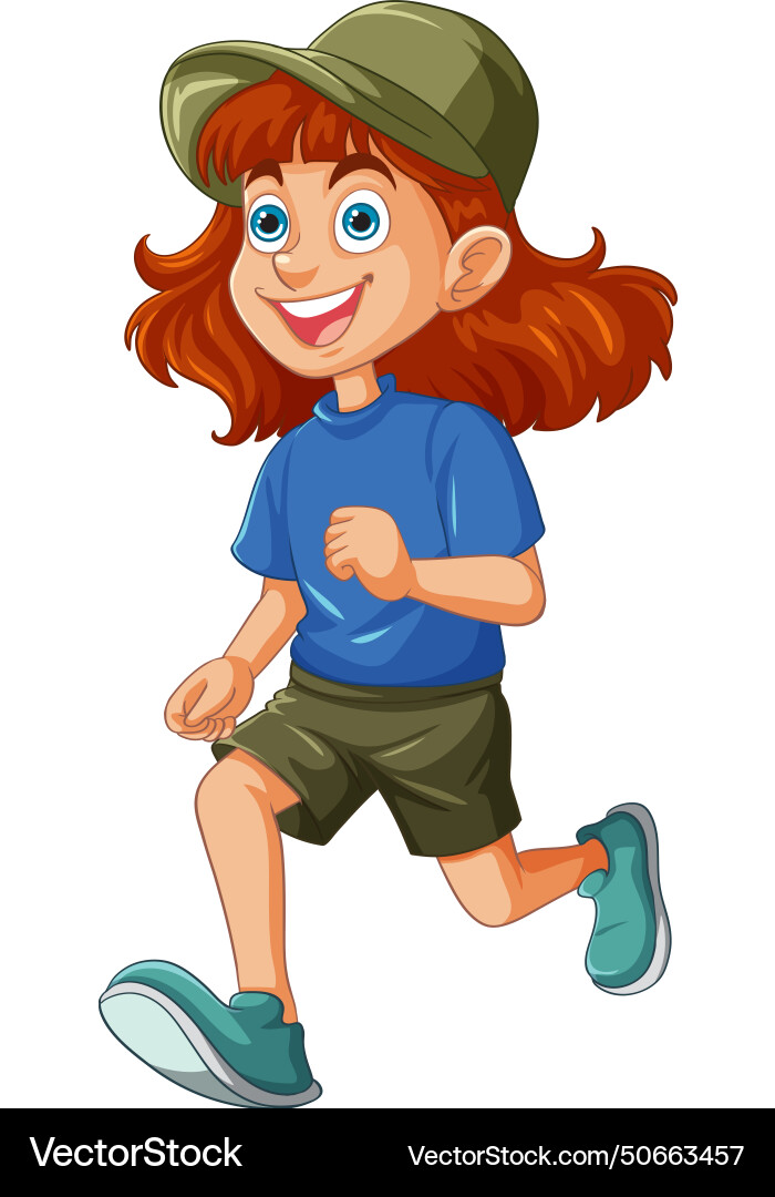 Animated girl running with a joyful expression Vector Image