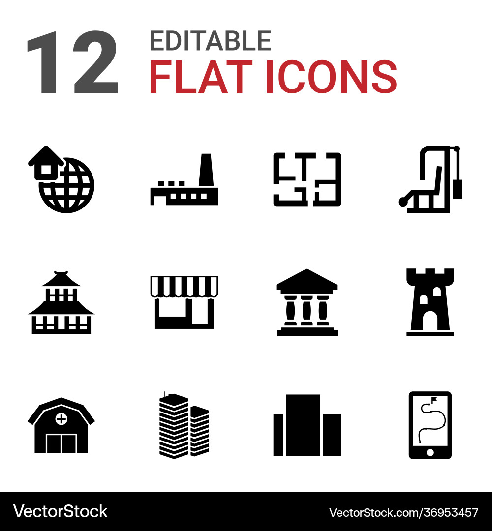 Building icons Vector Image