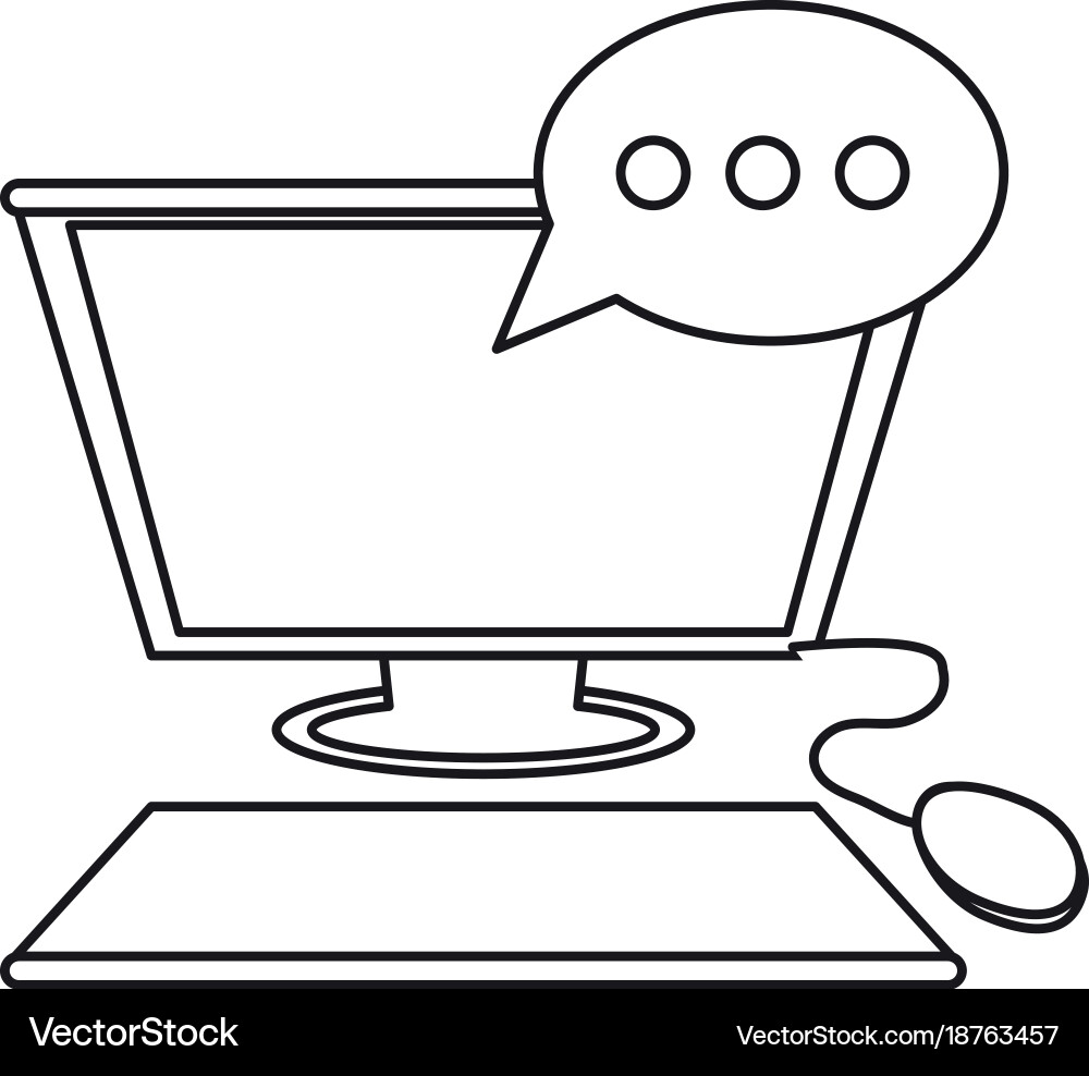 Computer with speech bubble icon vector image