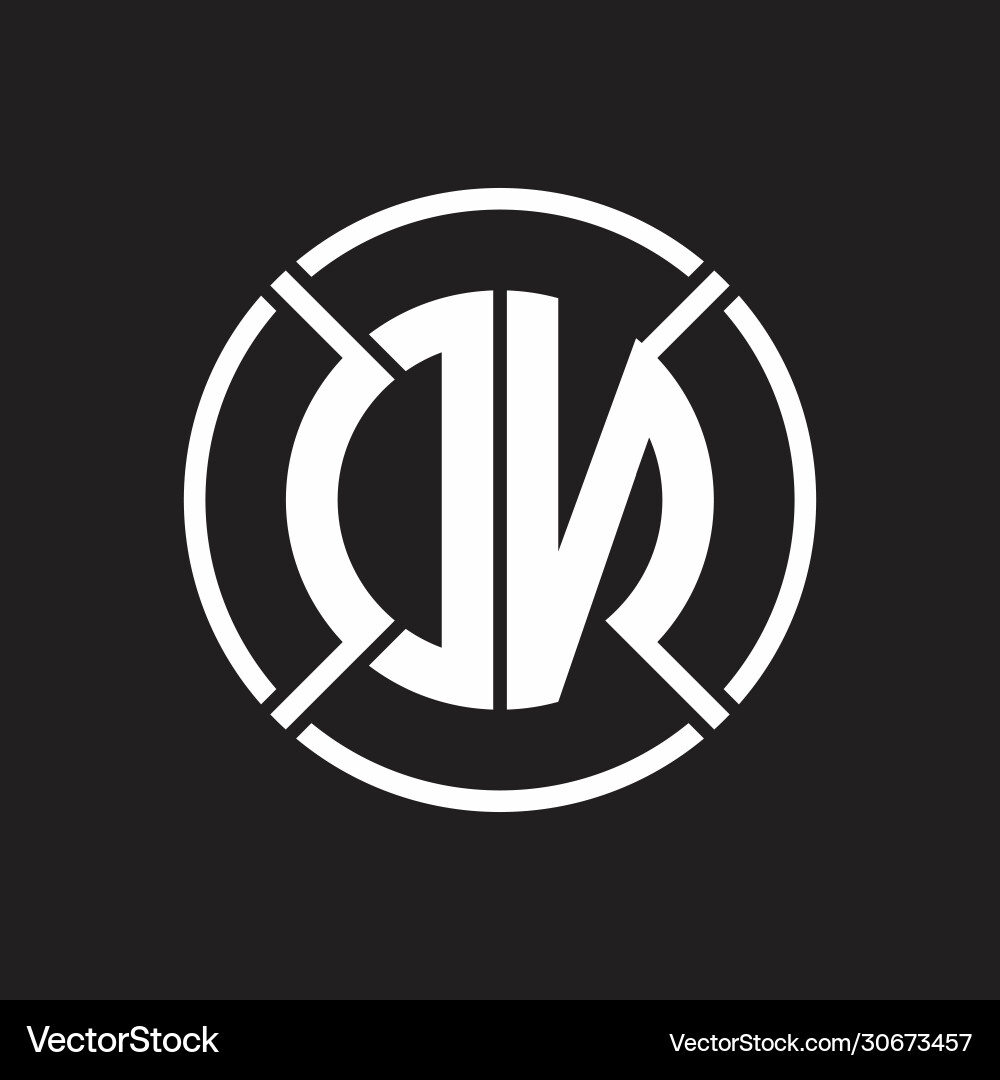 Dn logo monogram with four part circle slash Vector Image