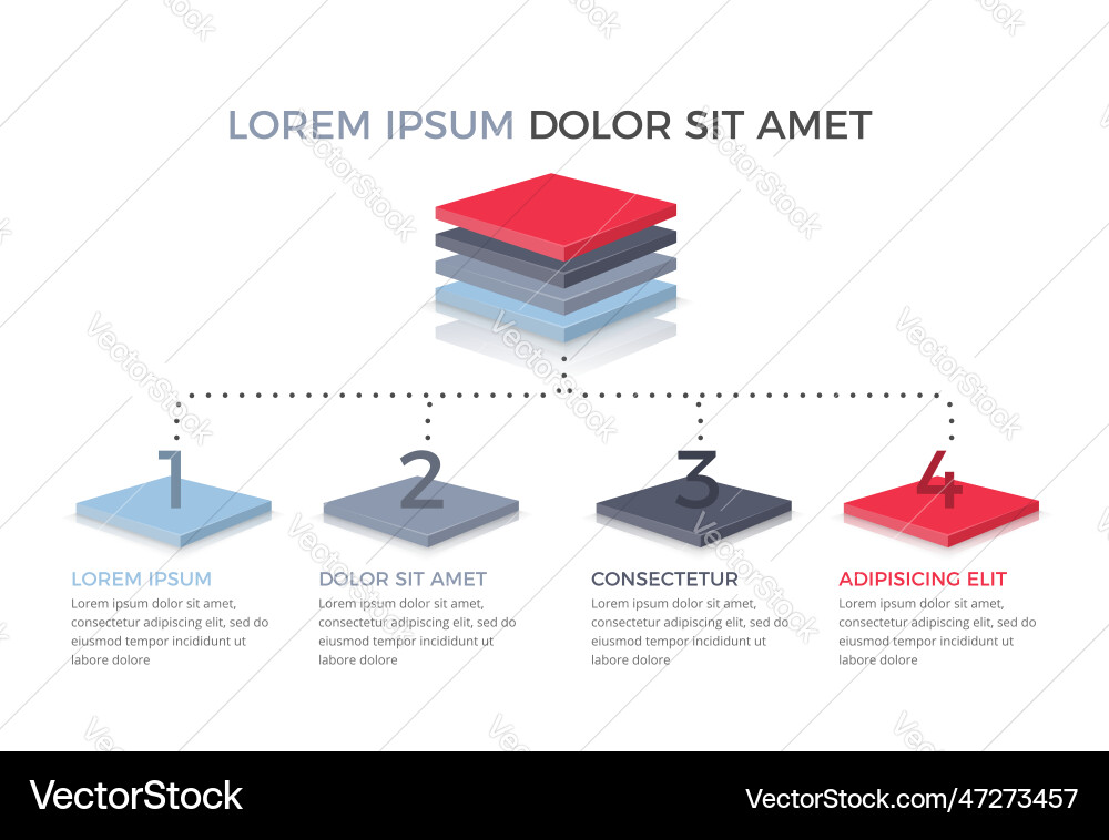 Flowchart with 4 elements vector image
