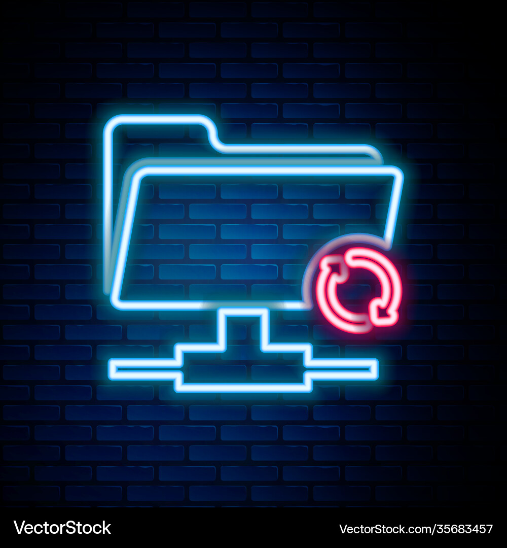 Glowing neon line ftp sync refresh icon isolated Vector Image