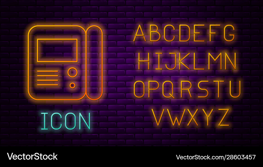 Glowing neon line house intercom system icon Glowing neon line house intercom system icon vector image