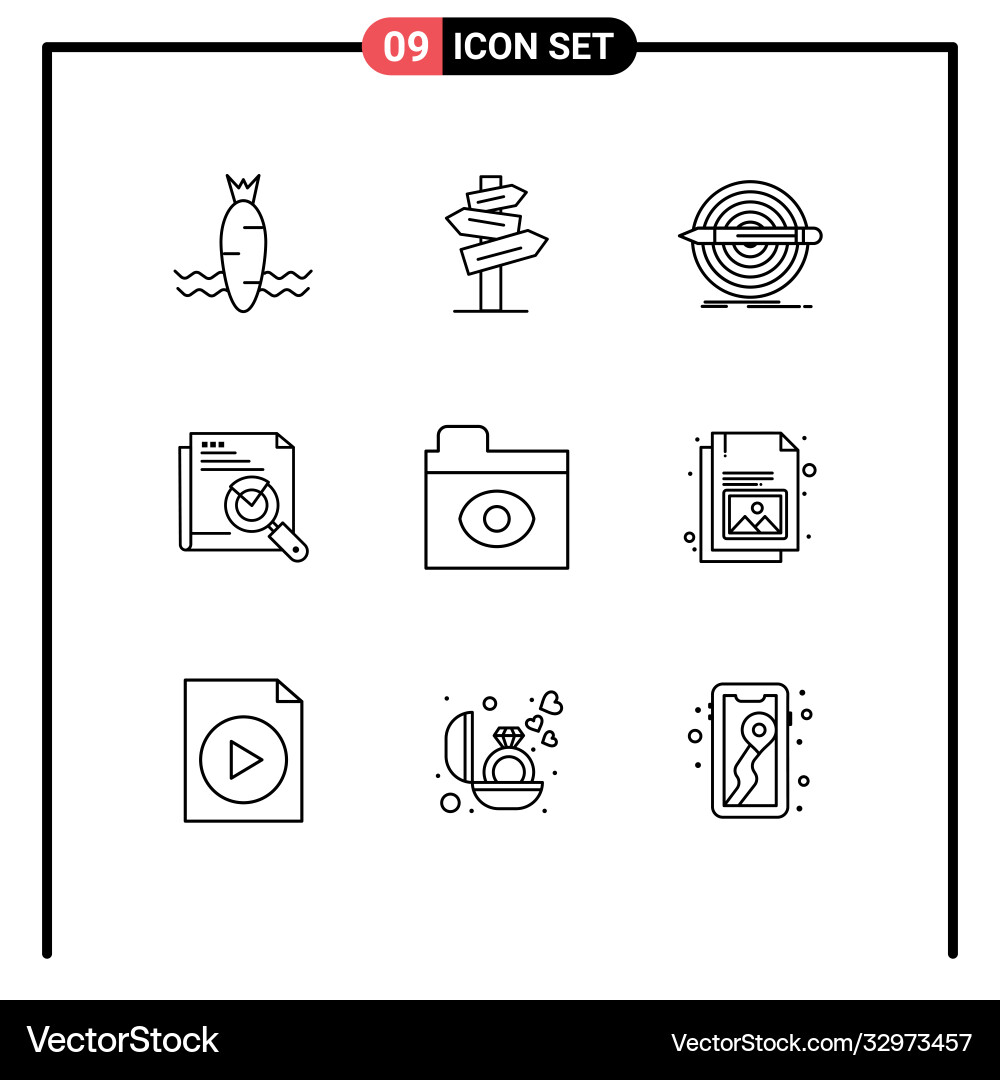 Group 9 modern outlines set for layout web Vector Image