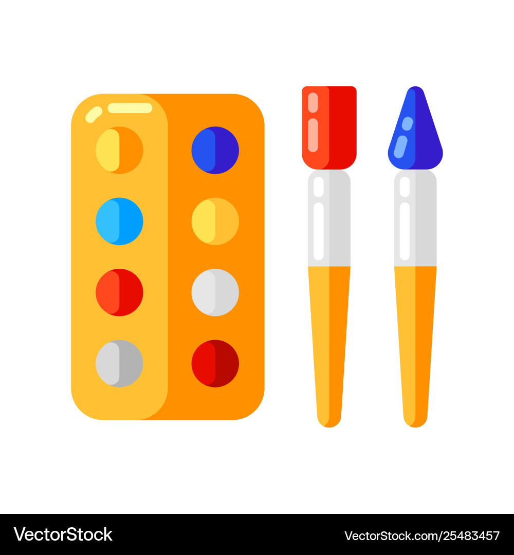Icon Farben Palette mit Pinsel im flachen Stil Icon Farben Palette mit Pinsel im flachen Stil vektorbild