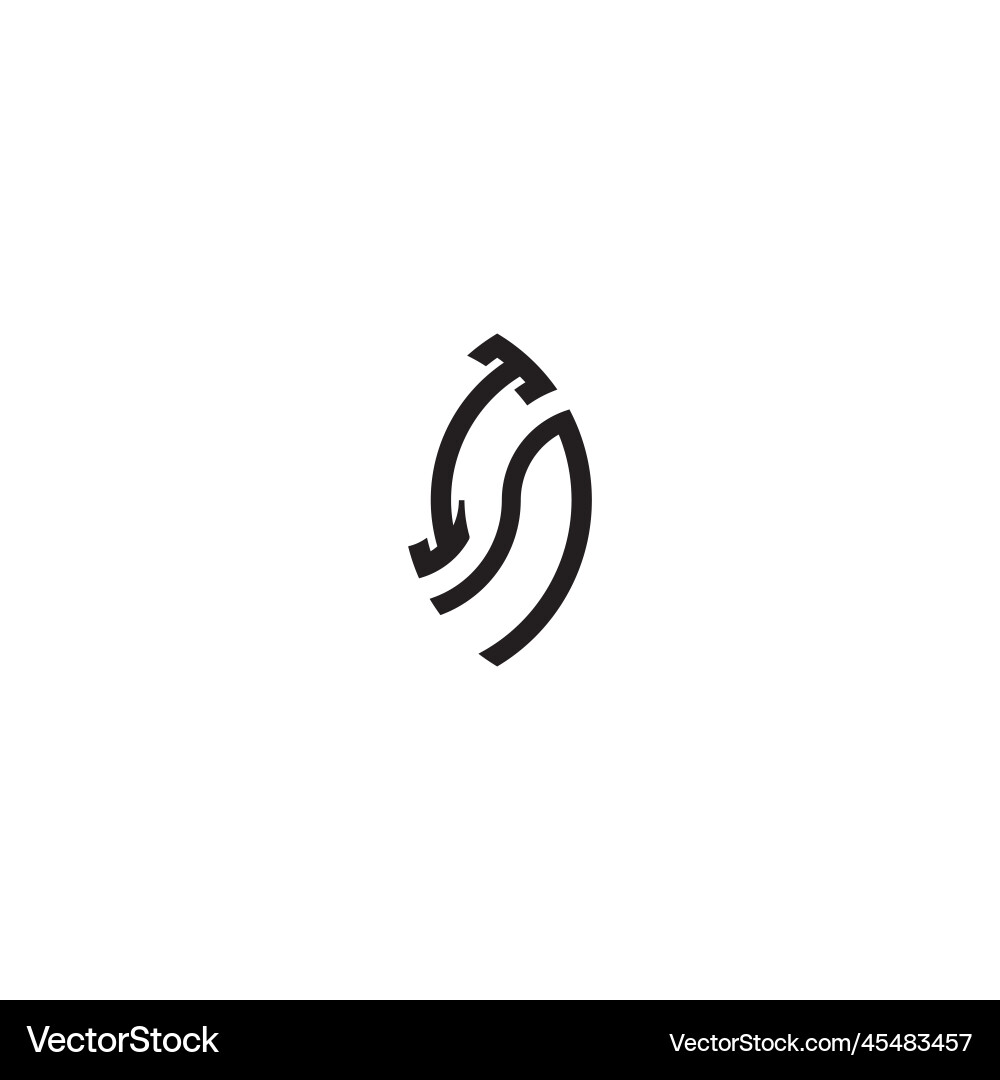 In leaf shape line initial concept with high In leaf shape line initial concept with high vector image