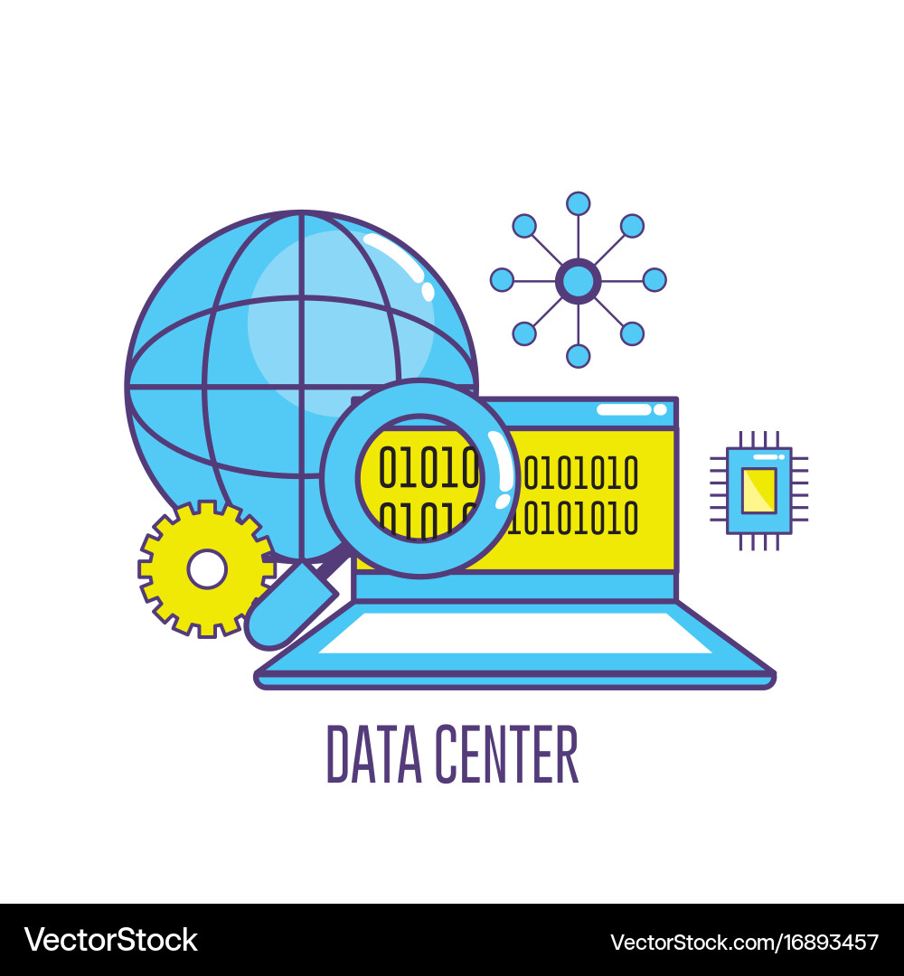 Laptop technology with data center system Vector Image