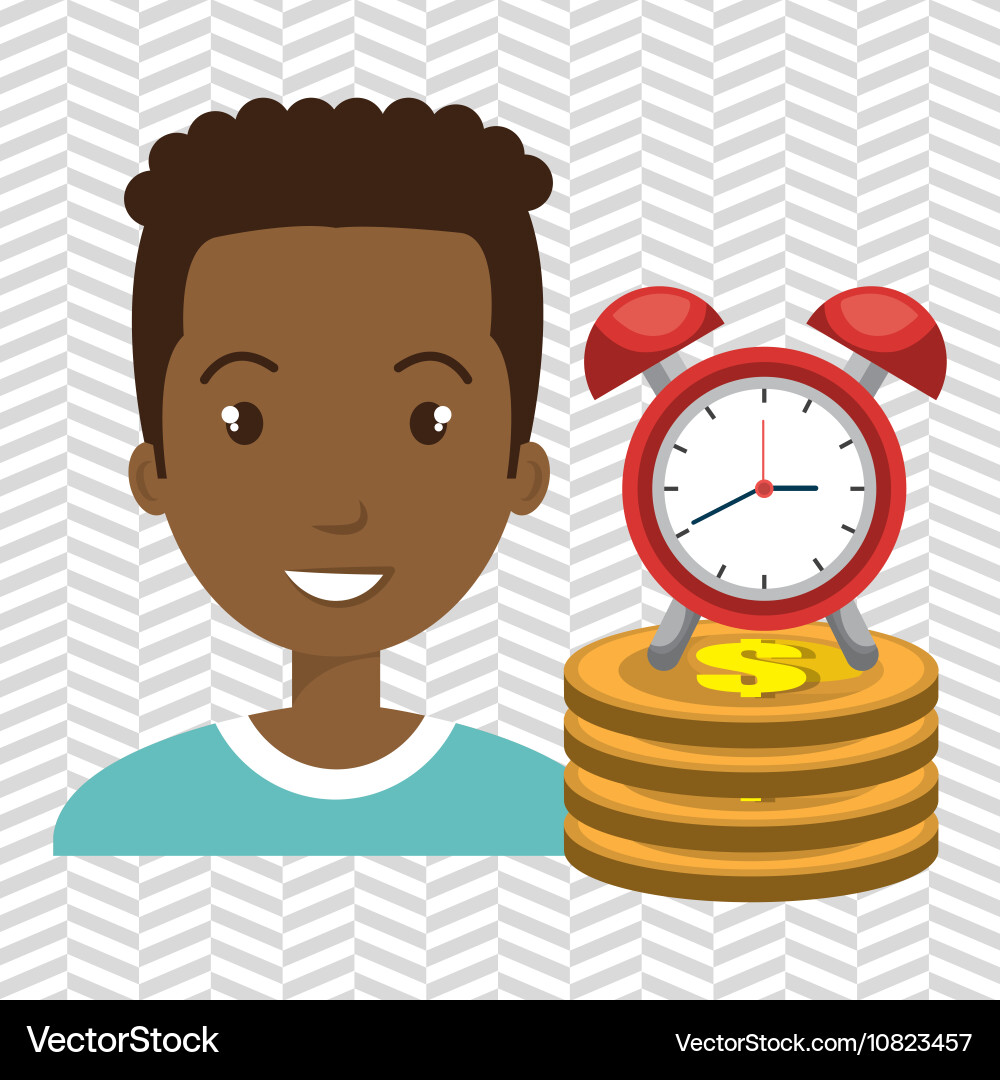 Man pile coin clock Vector Image