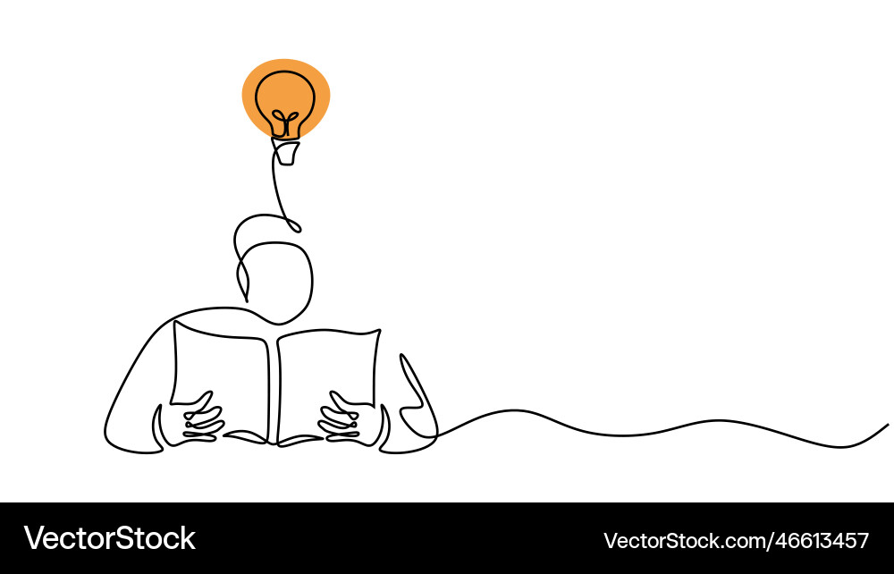 Man reading an interesting book continuous line Man reading an interesting book continuous line vector image