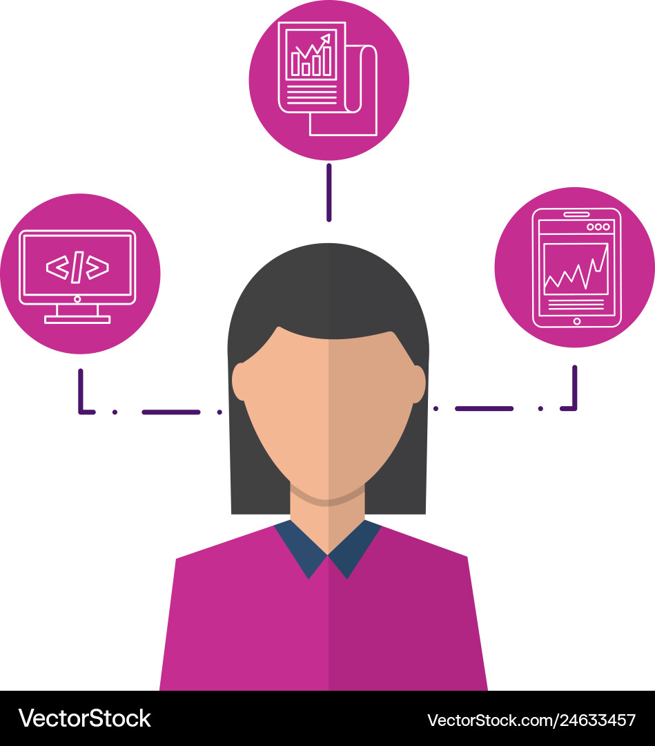 Portrait of woman coding programmer vector image