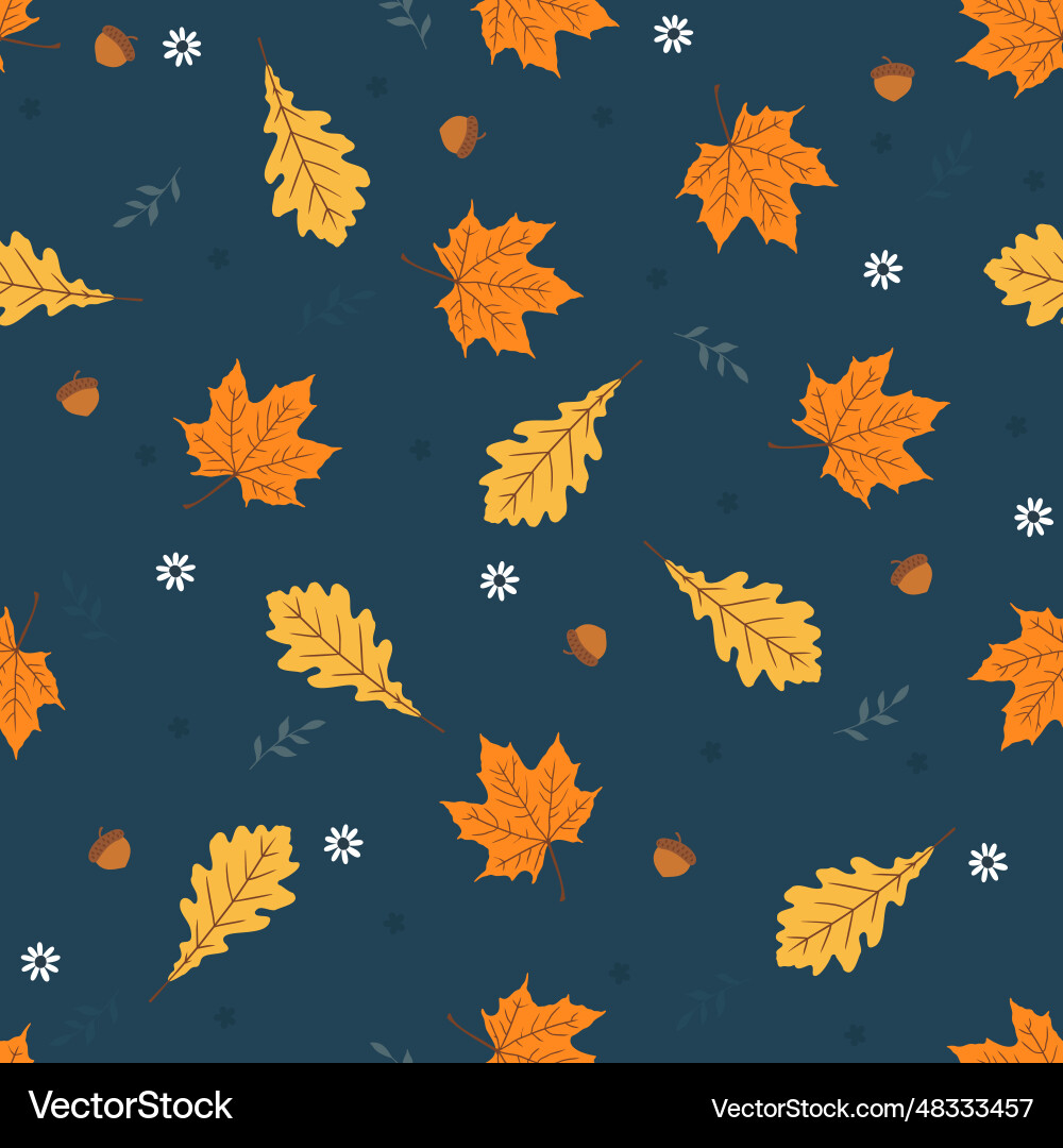 Seamless pattern with maple oak acorn Seamless pattern with maple oak acorn vector image