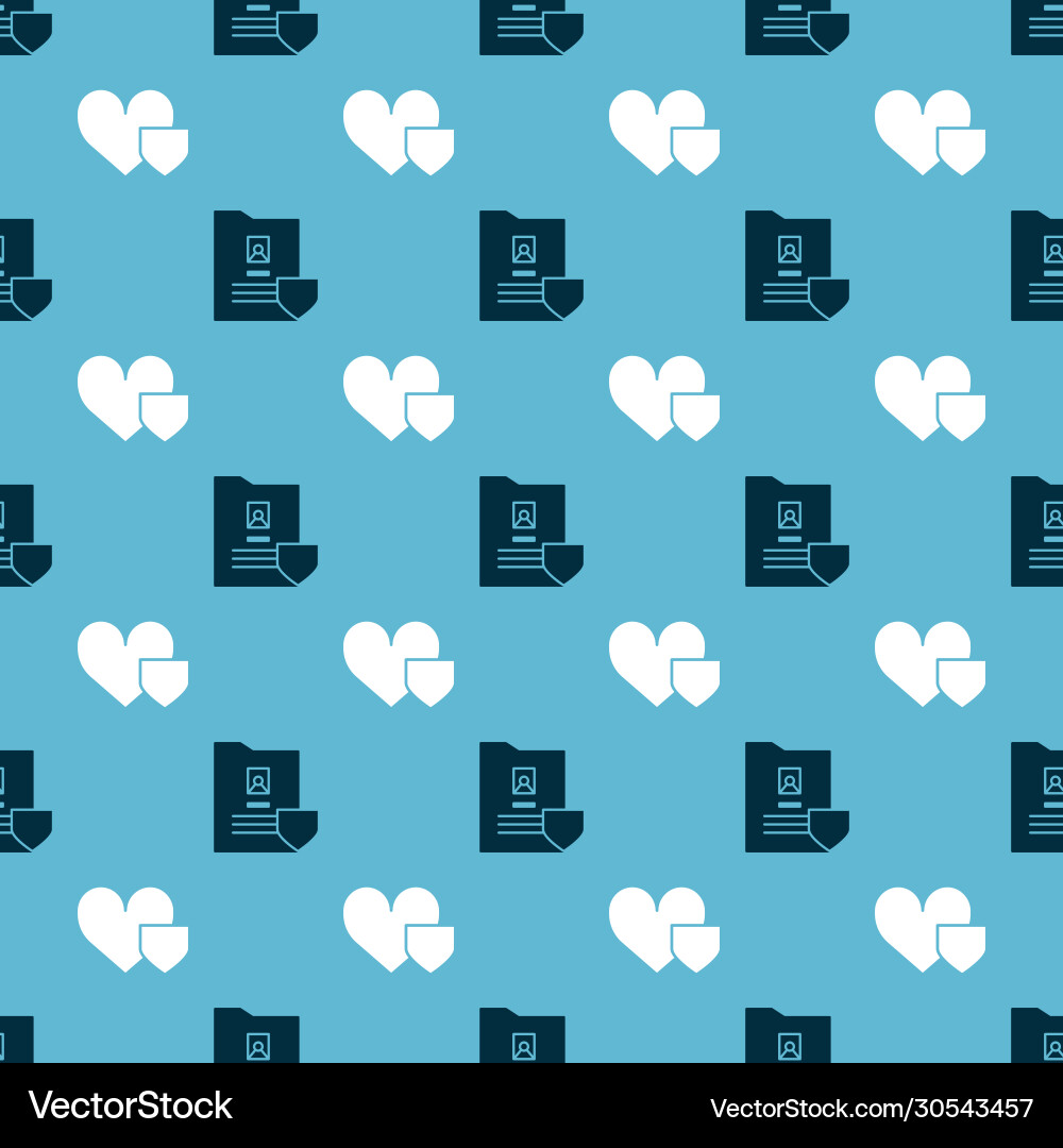 Set document with shield and heart vector image