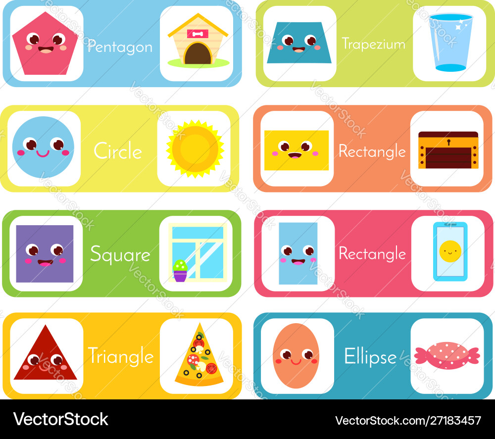 Set flashcards with forms and objects Set flashcards with forms and objects vector image