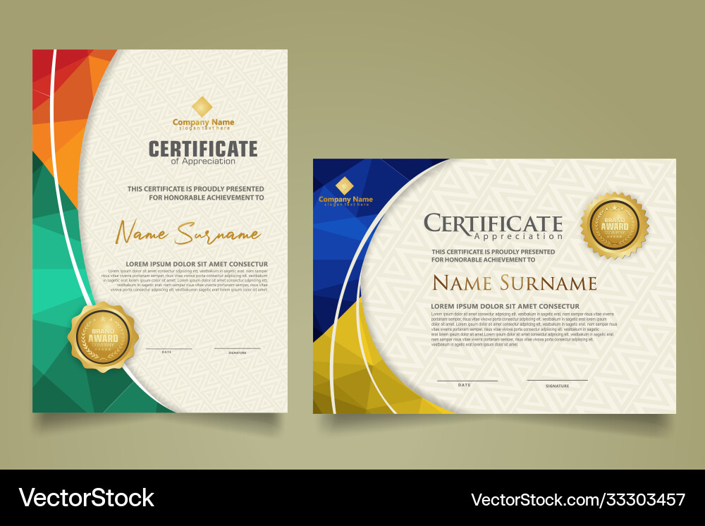 Set modern certificate template with triangle Set modern certificate template with triangle vector image