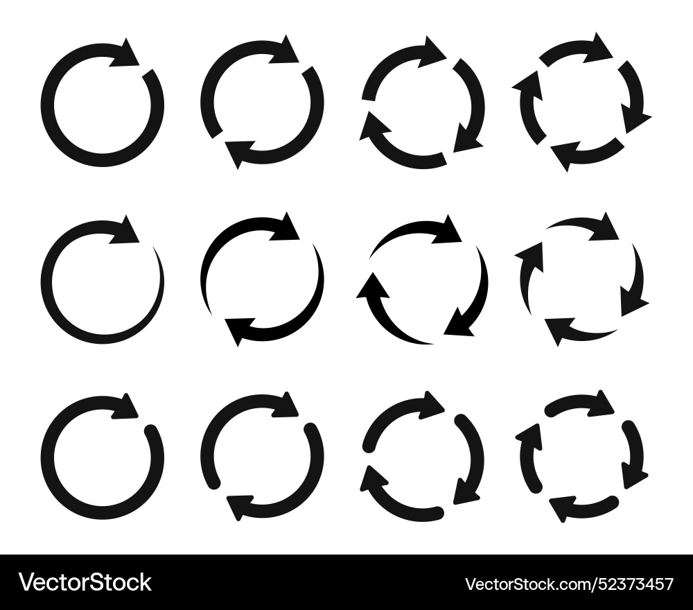 Set of circle arrows and rotate arrow spinning Vector Image