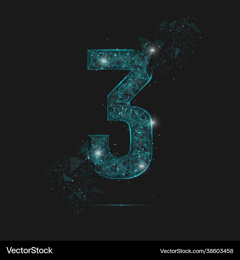 Abstract isolated blue image a number three Abstract isolated blue image a number three vector image