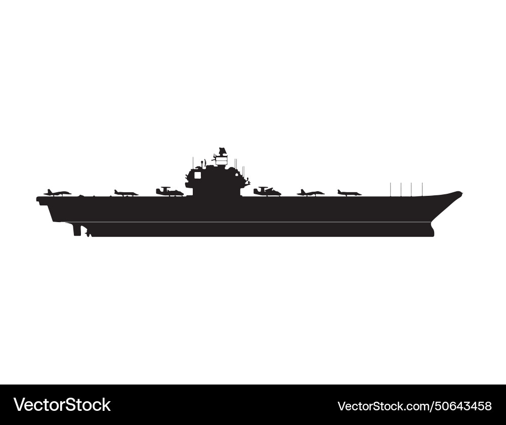 Aircraft carrier silhouette art vector image