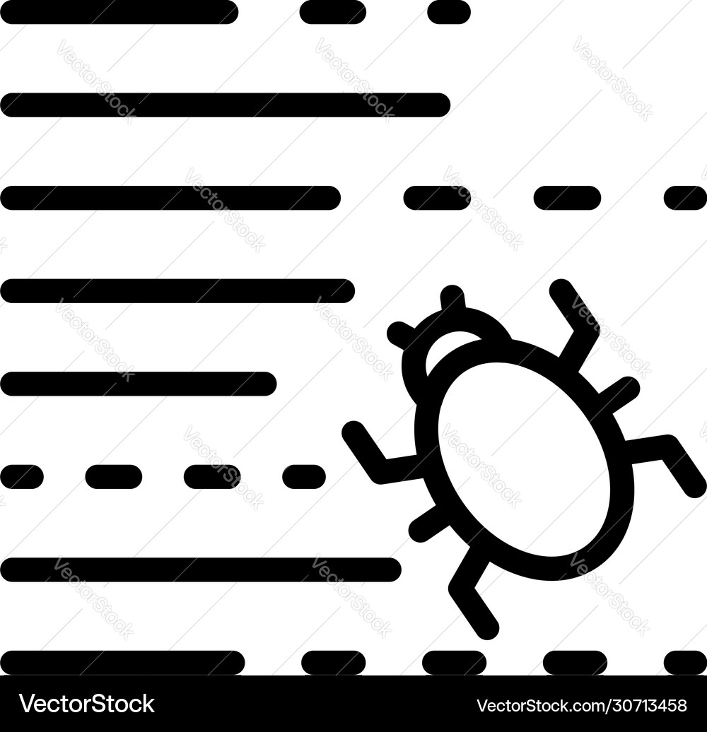 Bug in code icon outline style vector image