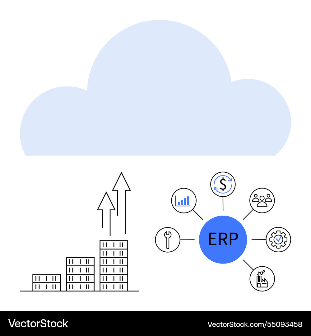 Cloud-based erp system supporting business growth Cloud-based erp system supporting business growth vector image