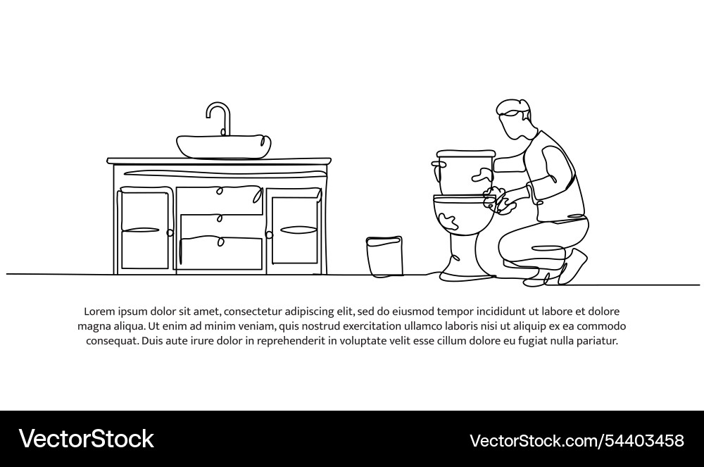 Continuous one line design of a man is cleaning Continuous one line design of a man is cleaning Vector Image