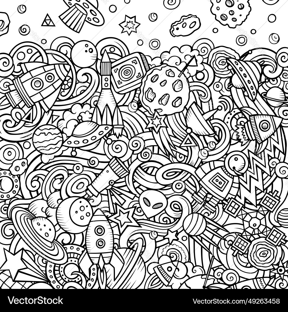 Cosmic Doodle Space Frame Vector Image