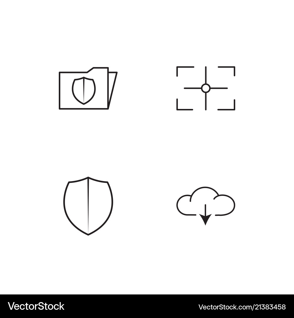 Cyber security linear icons set simple outline vector image