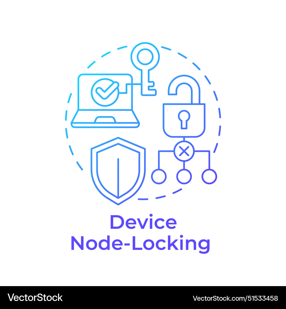Device node-locking blue gradient concept icon Vector Image