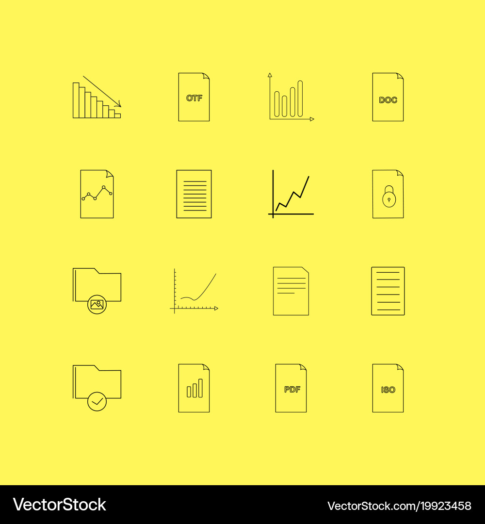 Files and folders linear icon set simple outline vector image