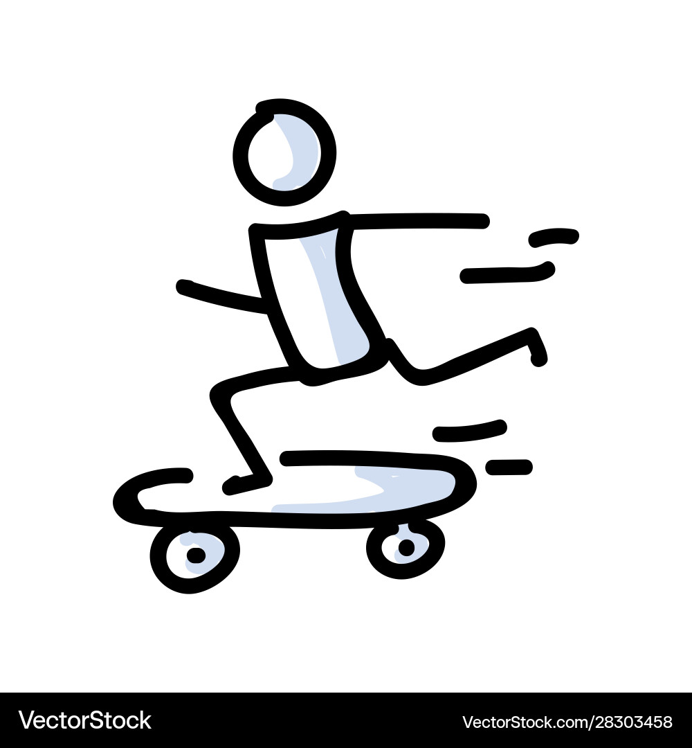 Hand drawn stick figure rider on skateboard Hand drawn stick figure rider on skateboard vector image